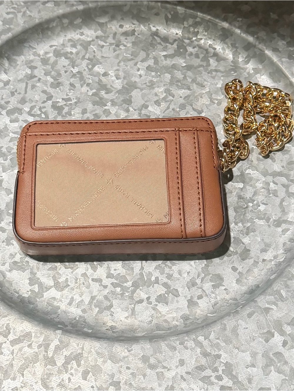 Michael Kors Beige Logo Wristlet with Gold Chain - Picture 2 of 9